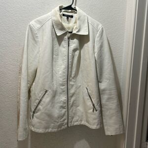 Baccini White Faux Leather Jacket Size large
